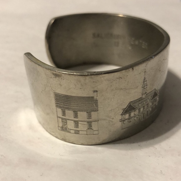Salisbury Pewter USA 2011 Cuff Bracelet Bicentennial Revolutionary Landmarks - Picture 2 of 11